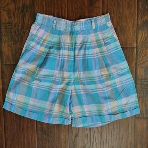 Vintage 80s Sergio Valente pastel plaid high waisted shorts size XS-S